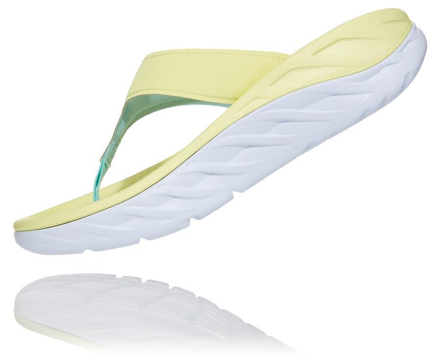 Hoka Australia One One ORA Recovery Flip - Womens Sandals Yellow/White - HSRJX-9604